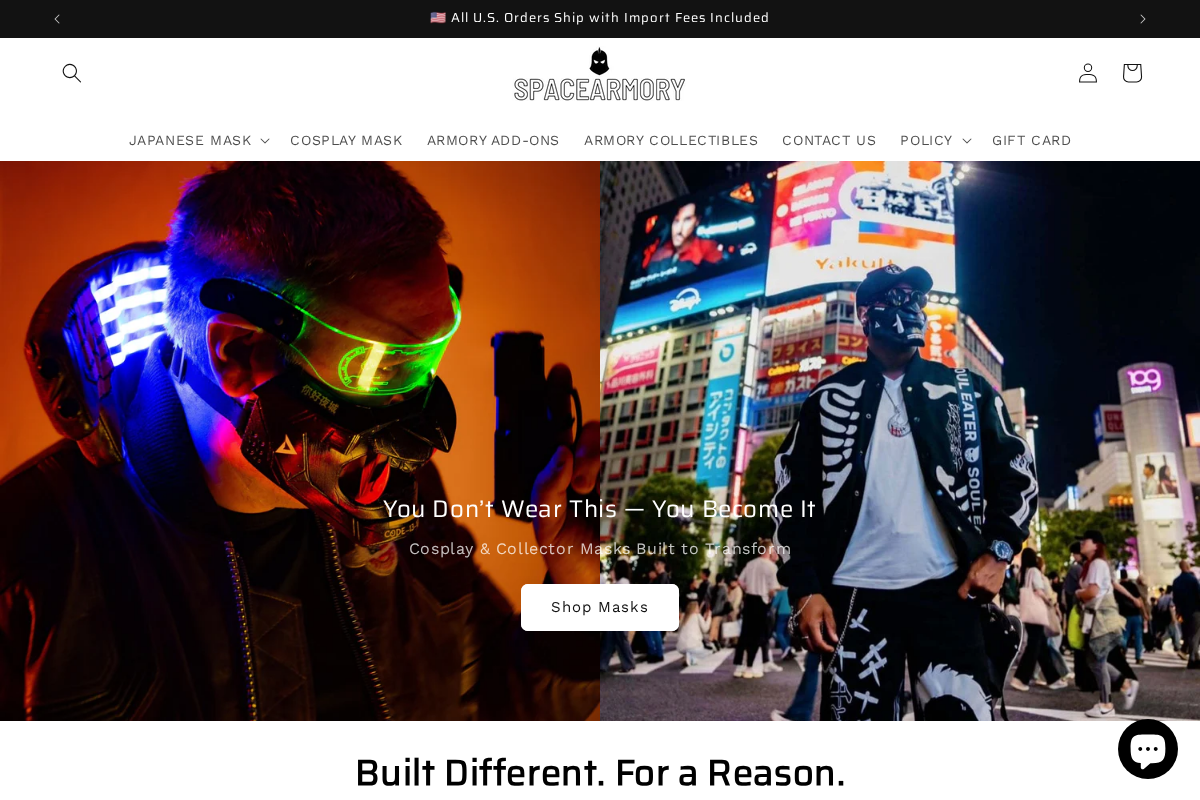 Space Armory | Japanese Mask and Cosplay Store homepage screenshot