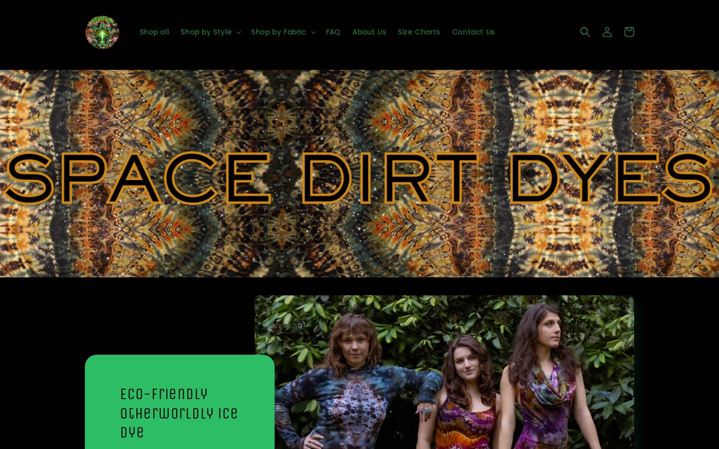 spacedirtdyes.com homepage screenshot