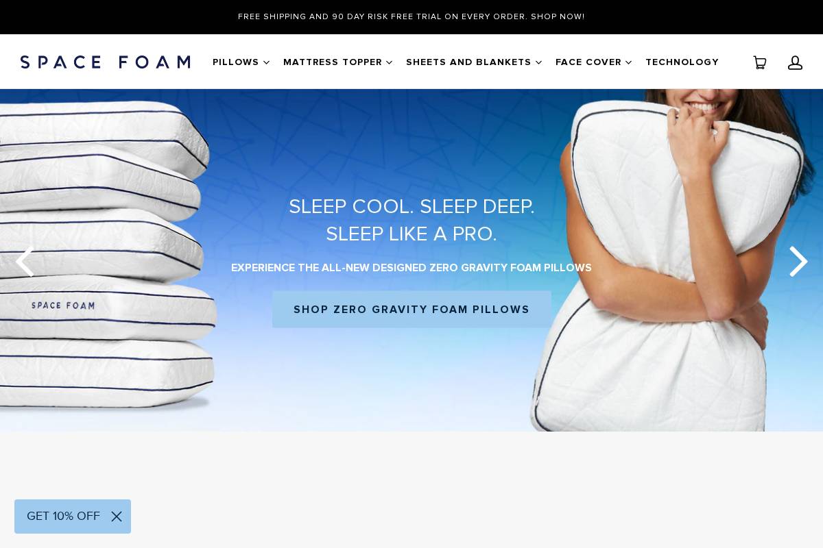 spacefoam.com homepage screenshot