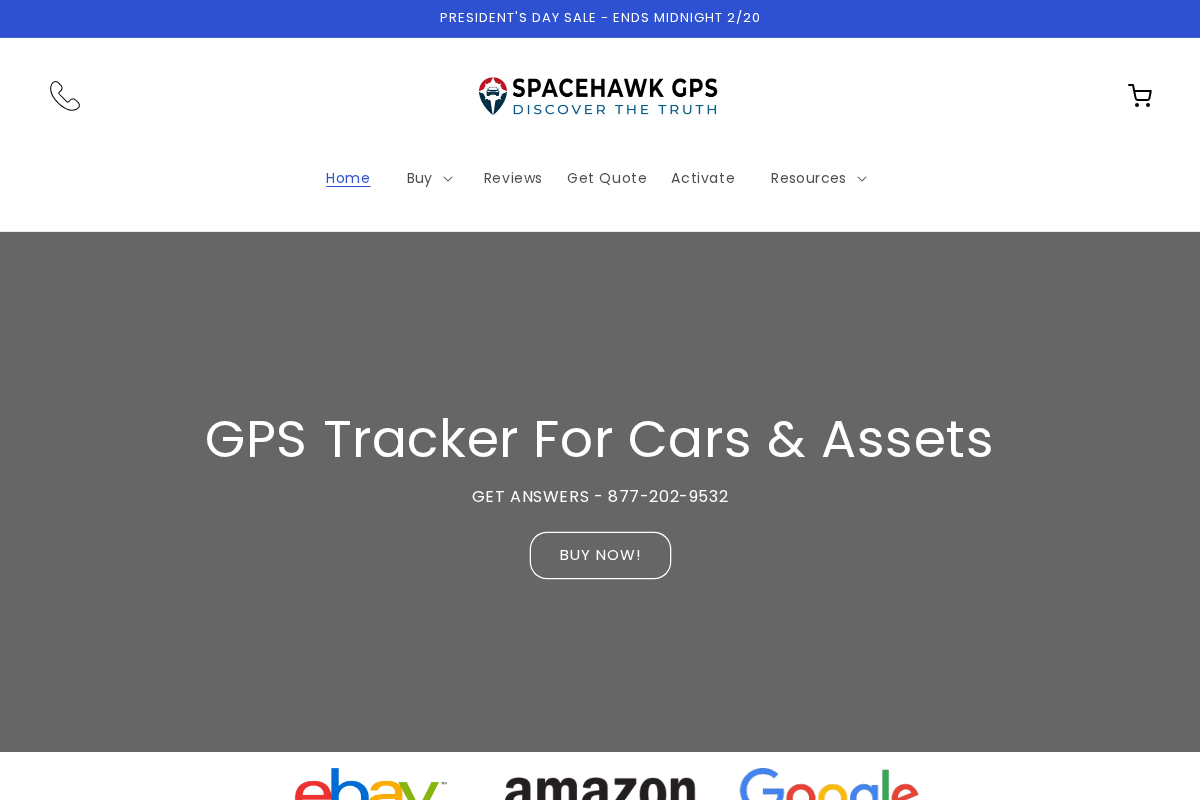 SpaceHawk GPS homepage screenshot