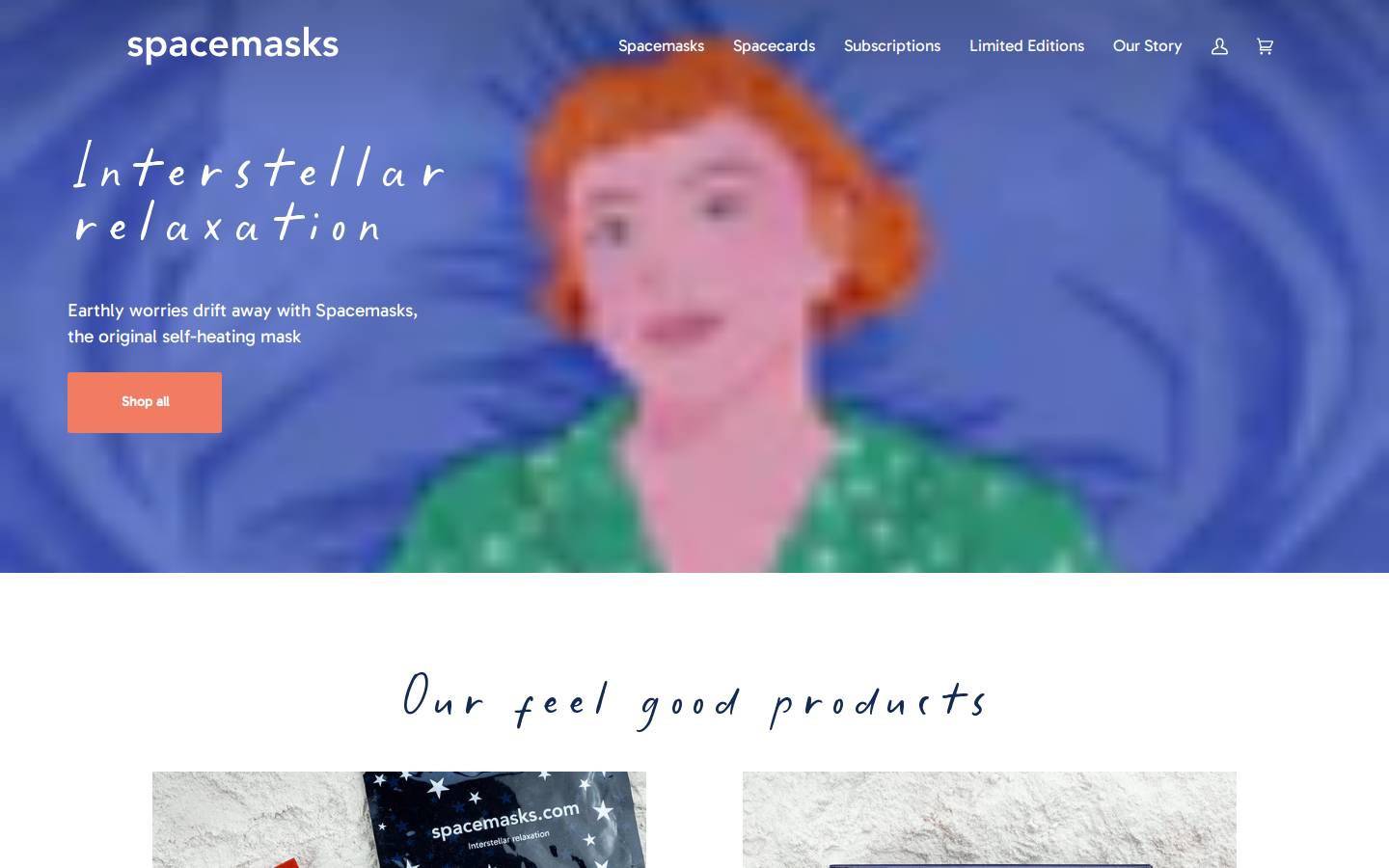 Spacemasks homepage screenshot
