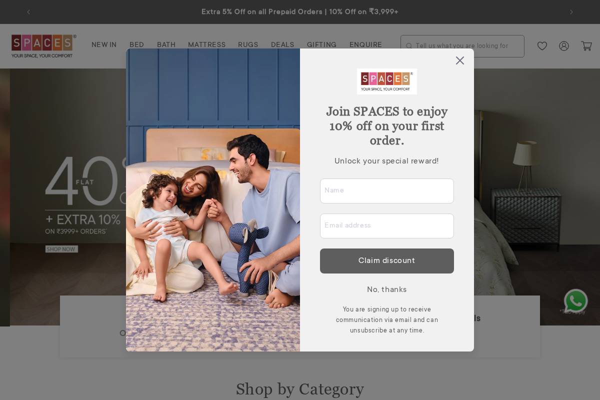 Spaces India homepage screenshot