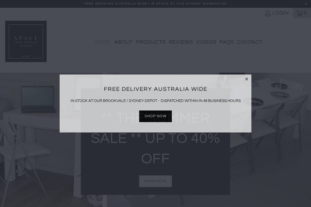 spacesavingfurnitureaustralia.com.au homepage screenshot