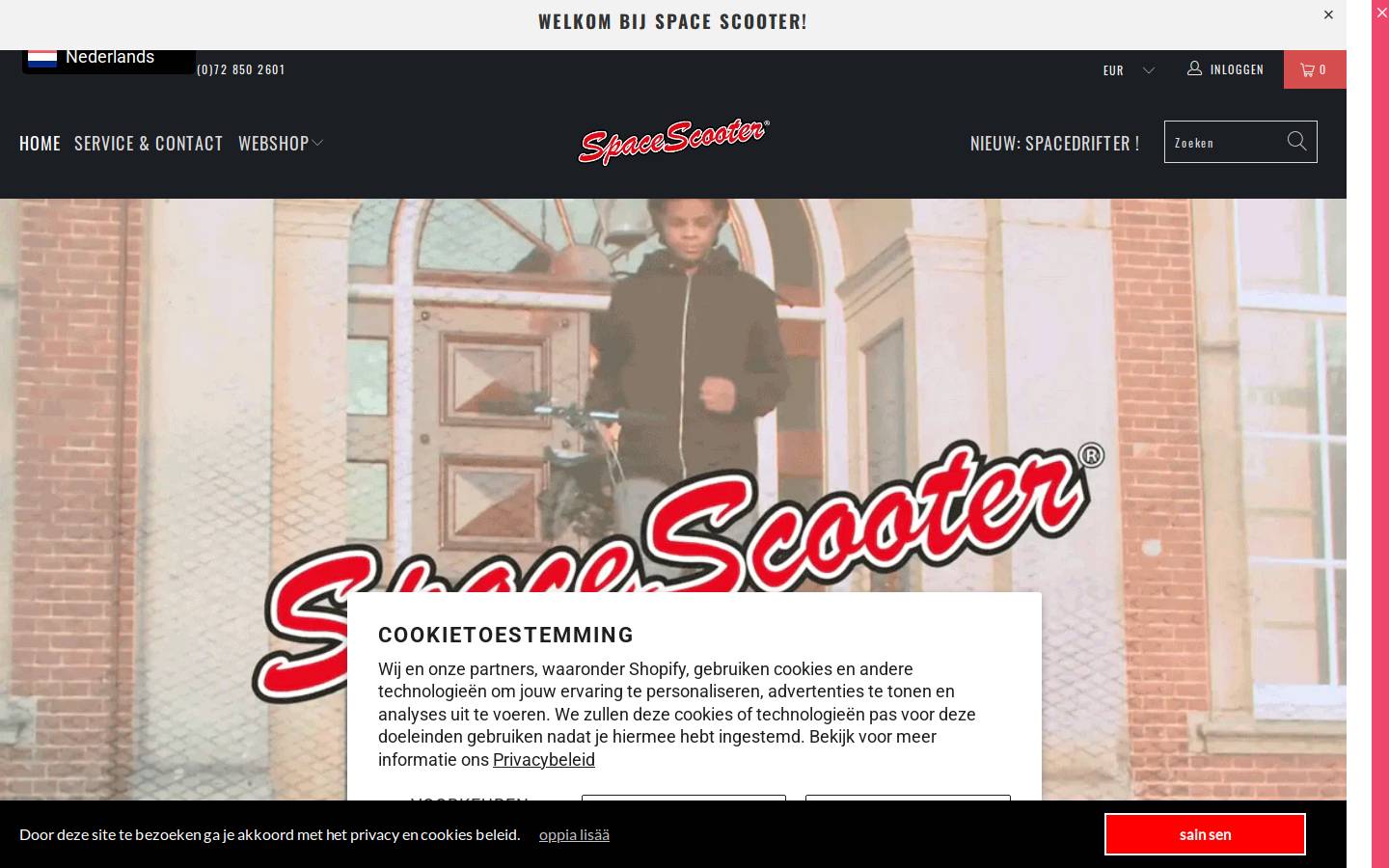 spacescooter.nl homepage screenshot