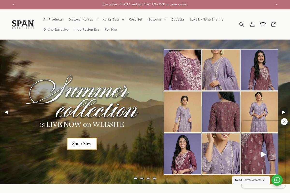 spanfashions.com homepage screenshot