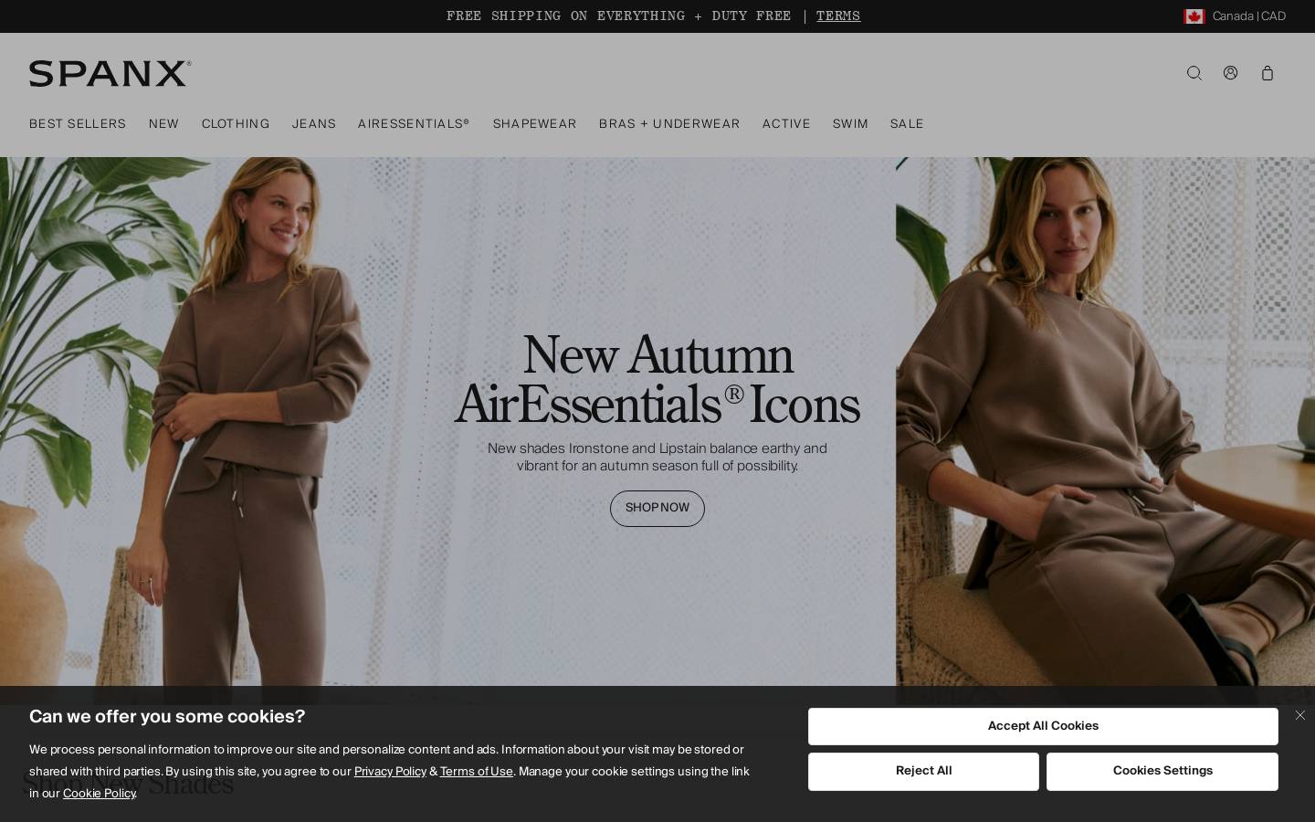 Spanx homepage screenshot