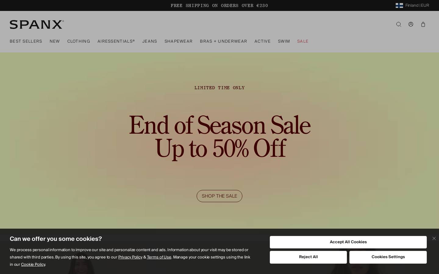 SPANX homepage screenshot