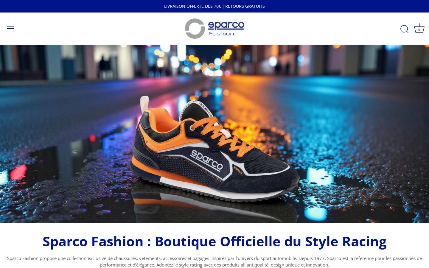 Sparco Fashion FR homepage screenshot