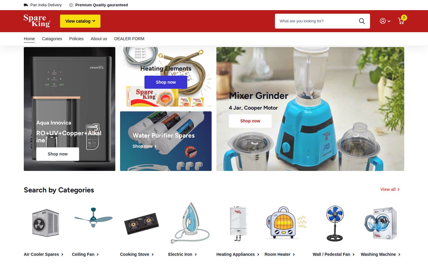 spareking.com homepage screenshot