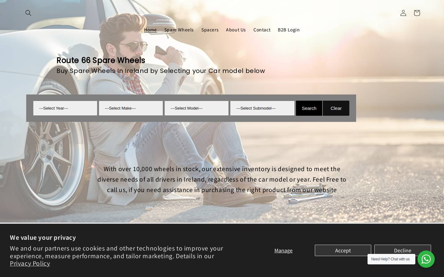 sparewheels.ie homepage screenshot