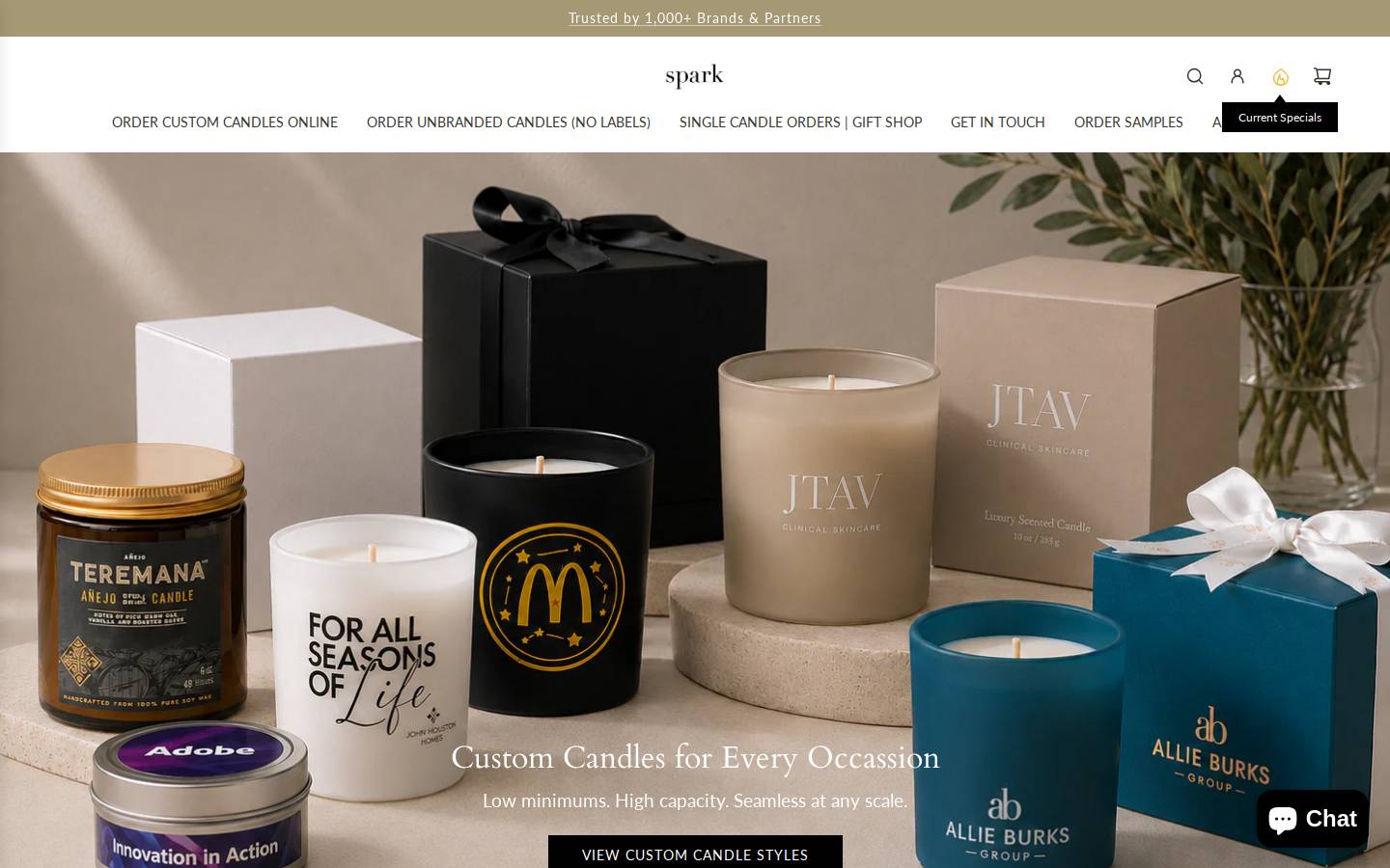 sparkcandles.com homepage screenshot