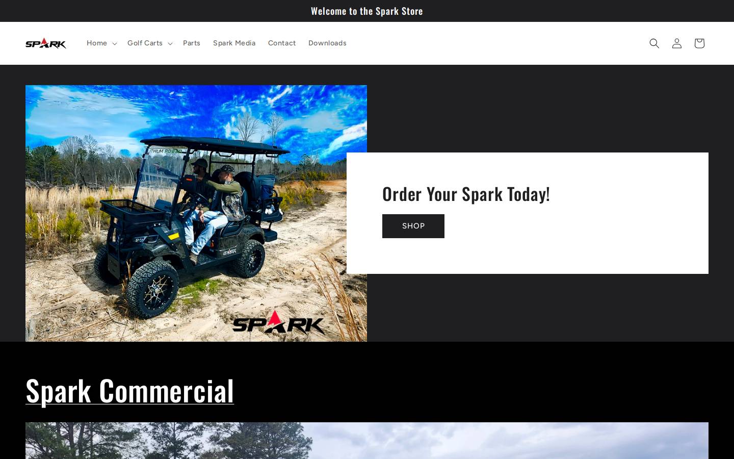sparkgolfcarts.com homepage screenshot