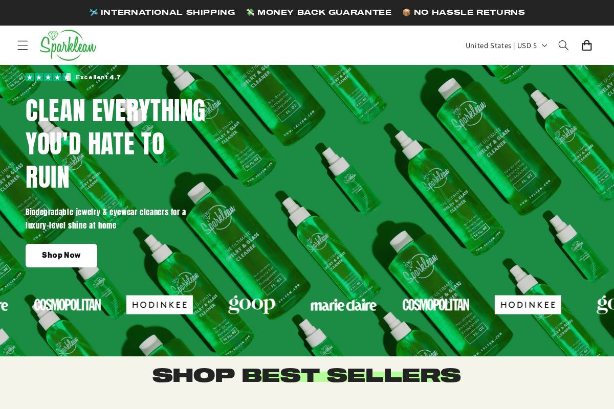 sparklean.com homepage screenshot