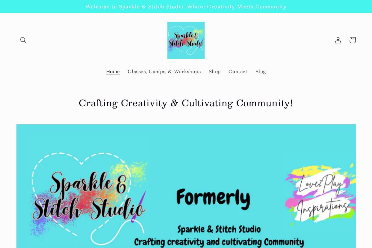 sparkleandstitchstudio.com homepage screenshot