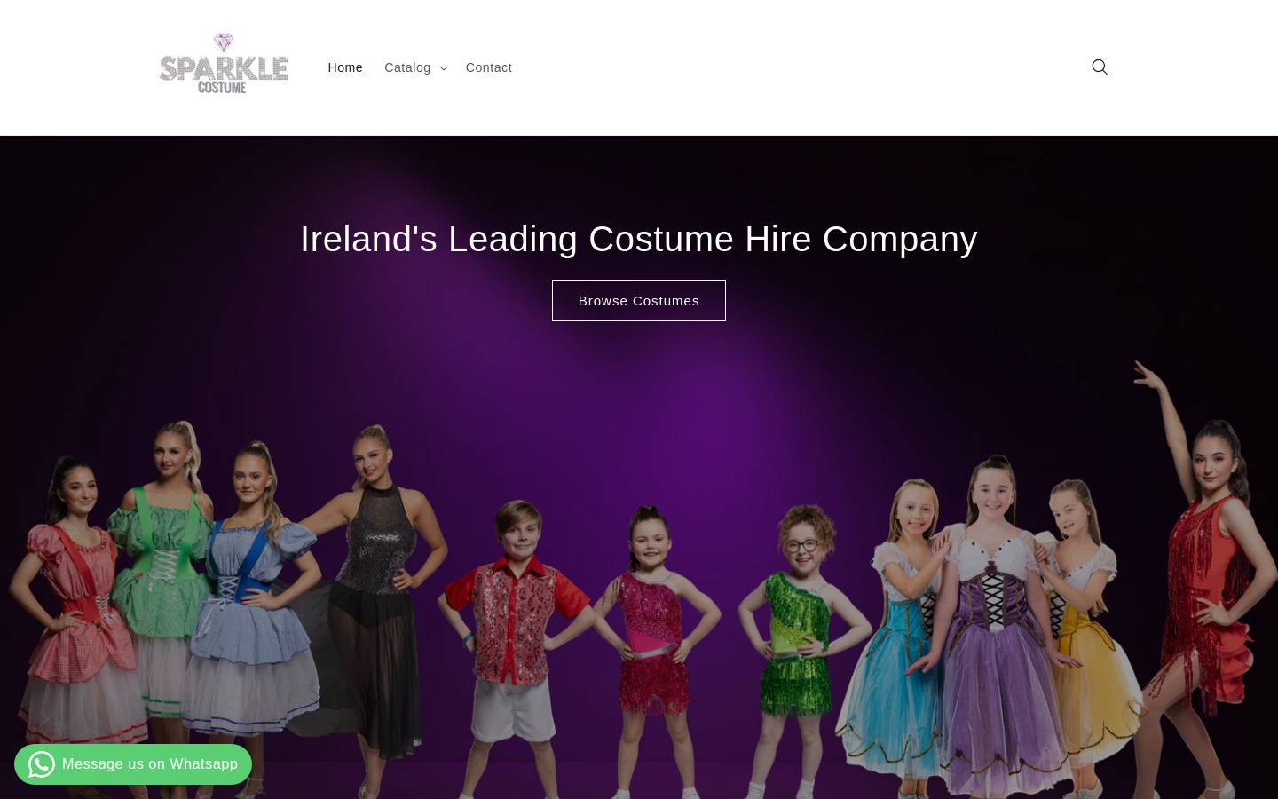 sparklecostume.com homepage screenshot