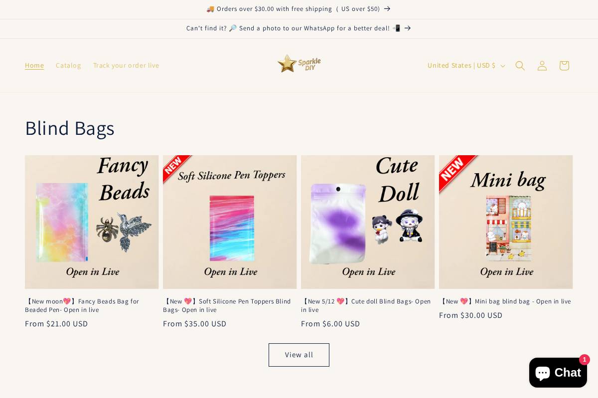 sparklediyshop.com homepage screenshot