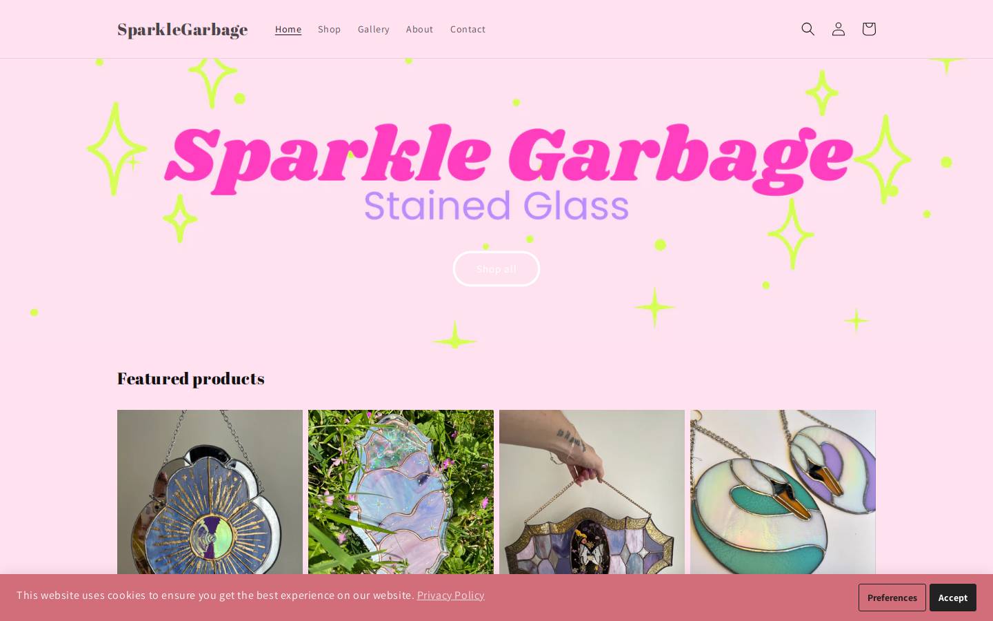 sparklegarbage.com homepage screenshot