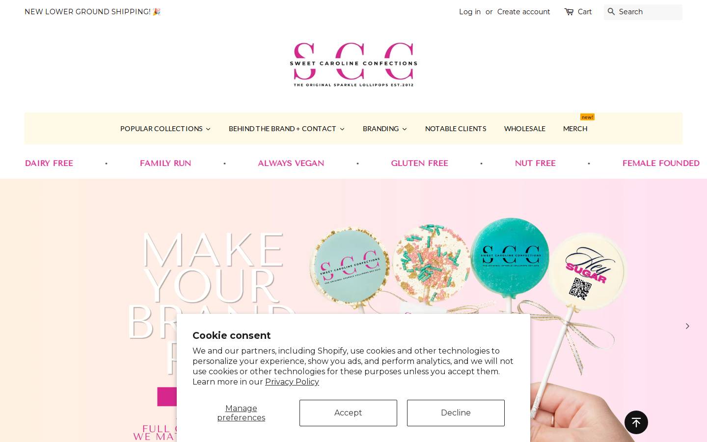 sparklelollipops.com homepage screenshot