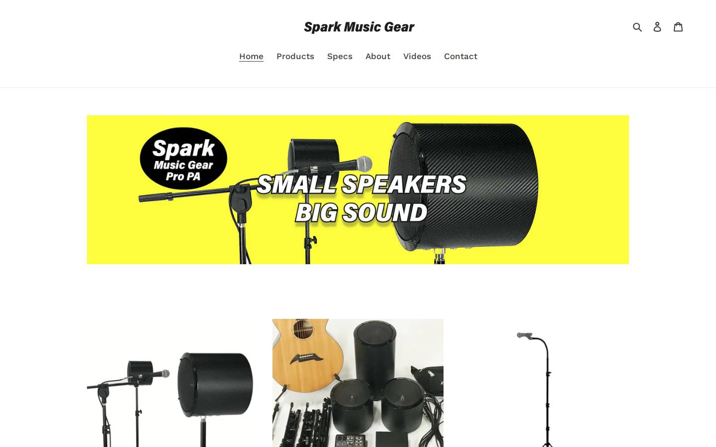 sparkmusicgear.com homepage screenshot
