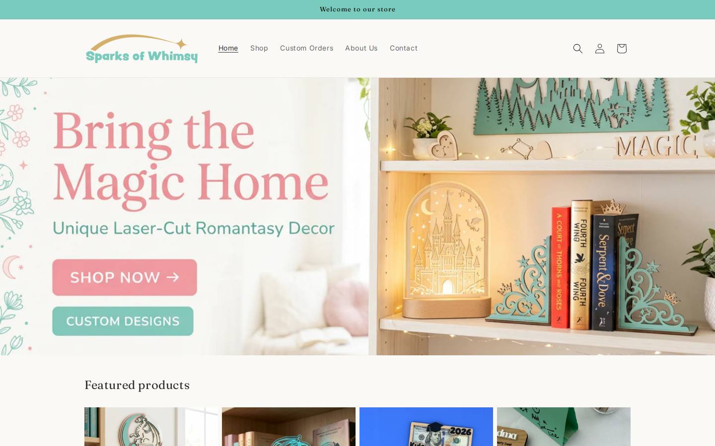 sparksofwhimsy.com homepage screenshot