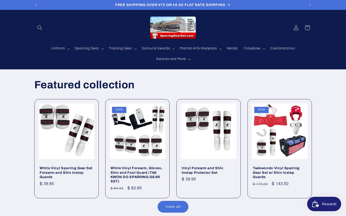 Sparringgearset homepage screenshot