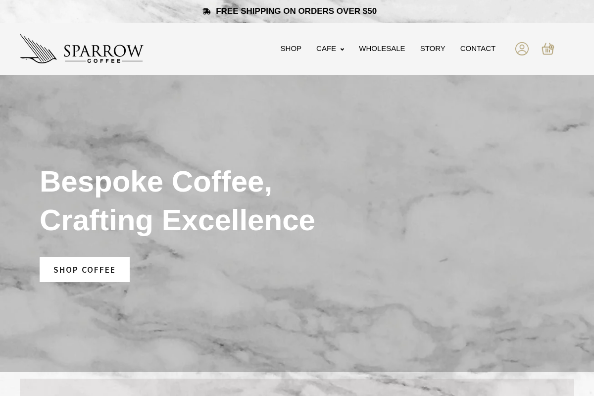 Sparrow Coffee homepage screenshot