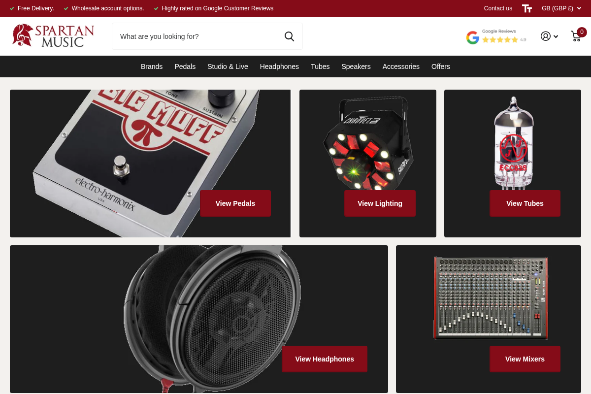 Spartan Music homepage screenshot