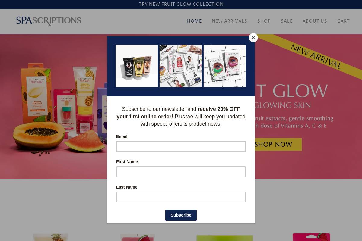 Spascriptions homepage screenshot