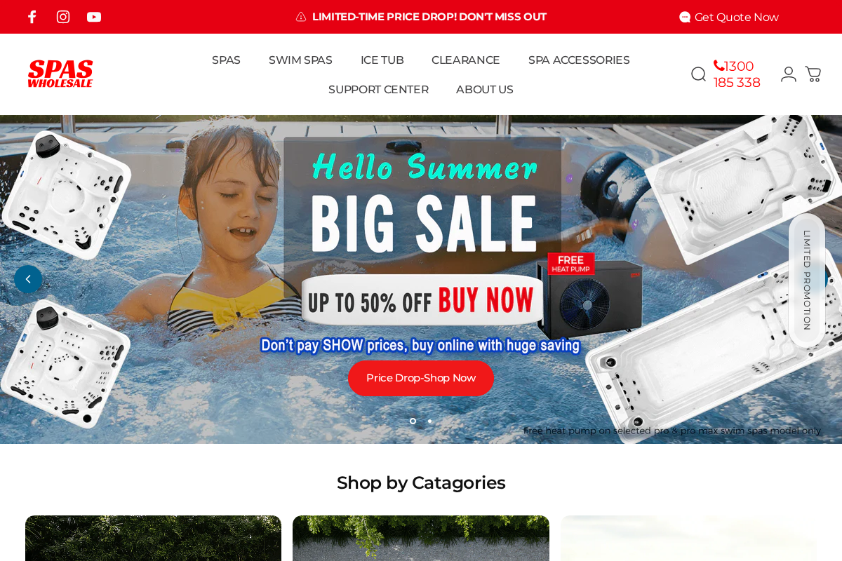 spaswholesale.com.au homepage screenshot