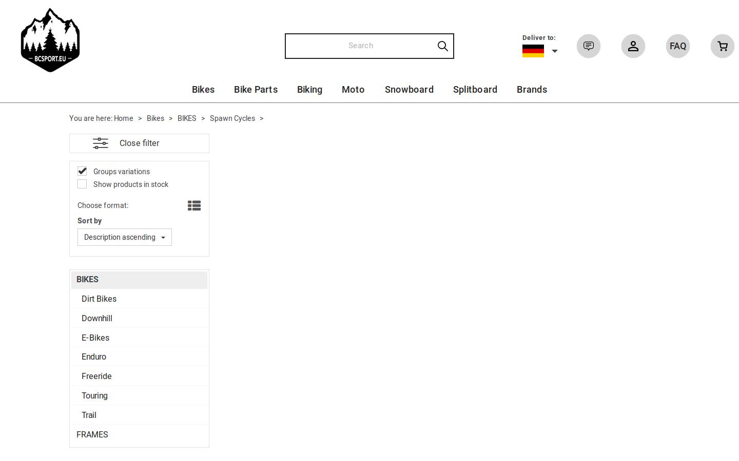 spawncycles.com homepage screenshot