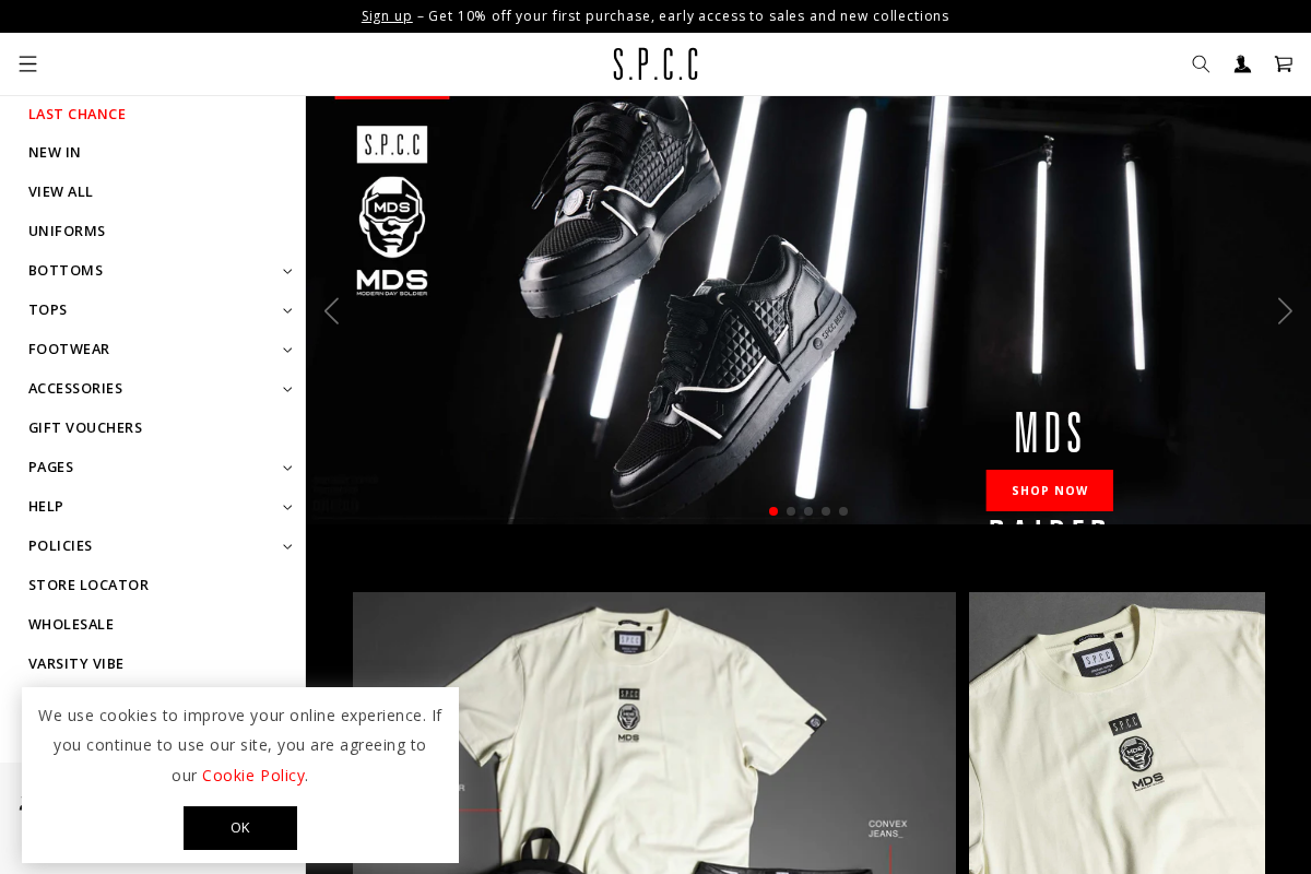 S.P.C.C Official Store homepage screenshot