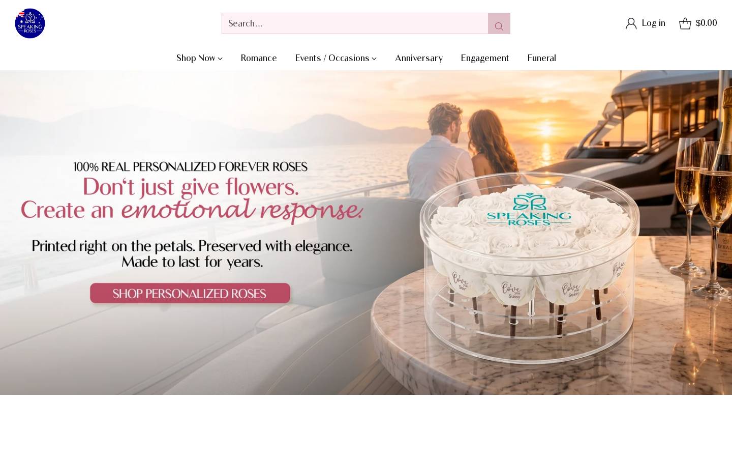 Speaking Roses homepage screenshot