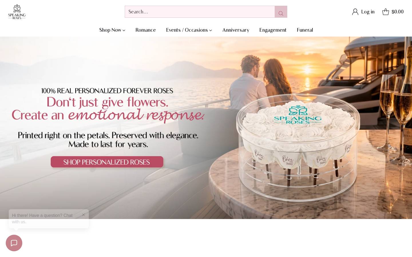 Speaking Roses homepage screenshot