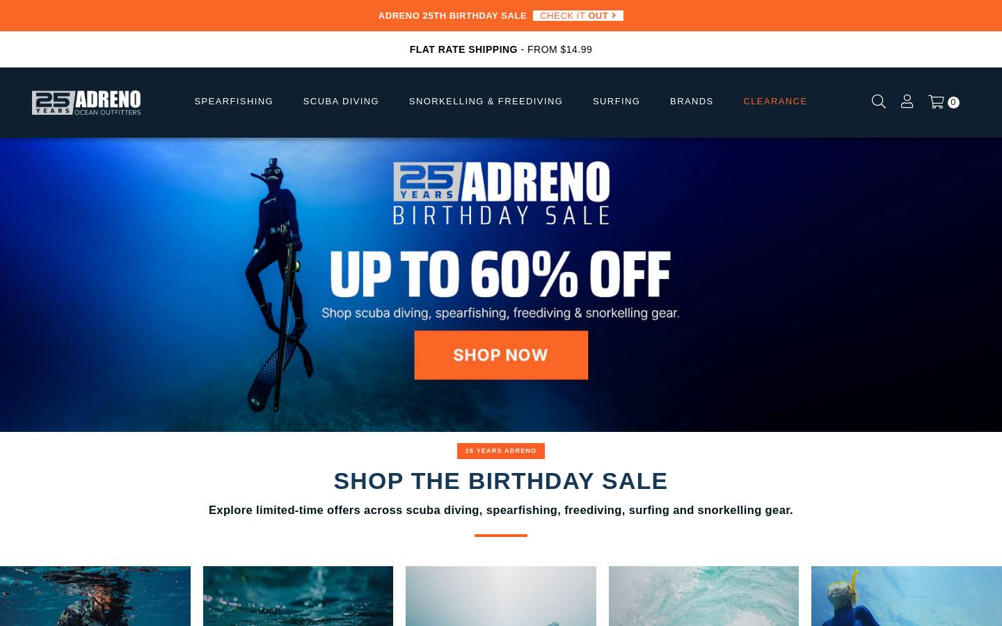 Adreno Spearfishing homepage screenshot