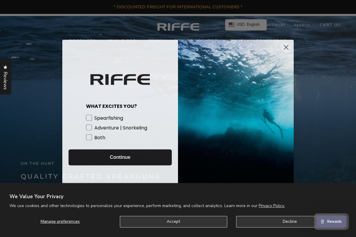 Riffe homepage screenshot
