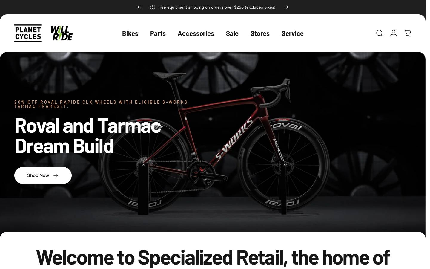specializedretail.com.au homepage screenshot
