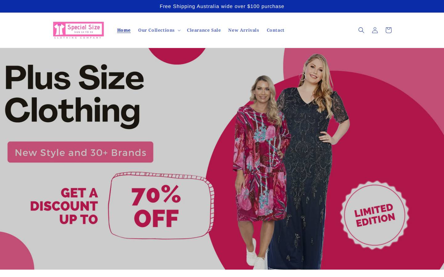 specialsize.com.au homepage screenshot