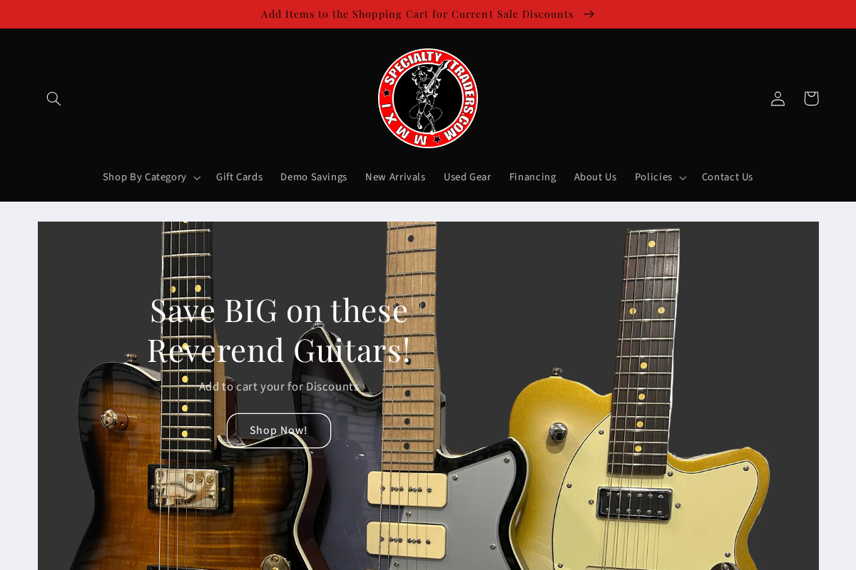 Specialty Traders homepage screenshot