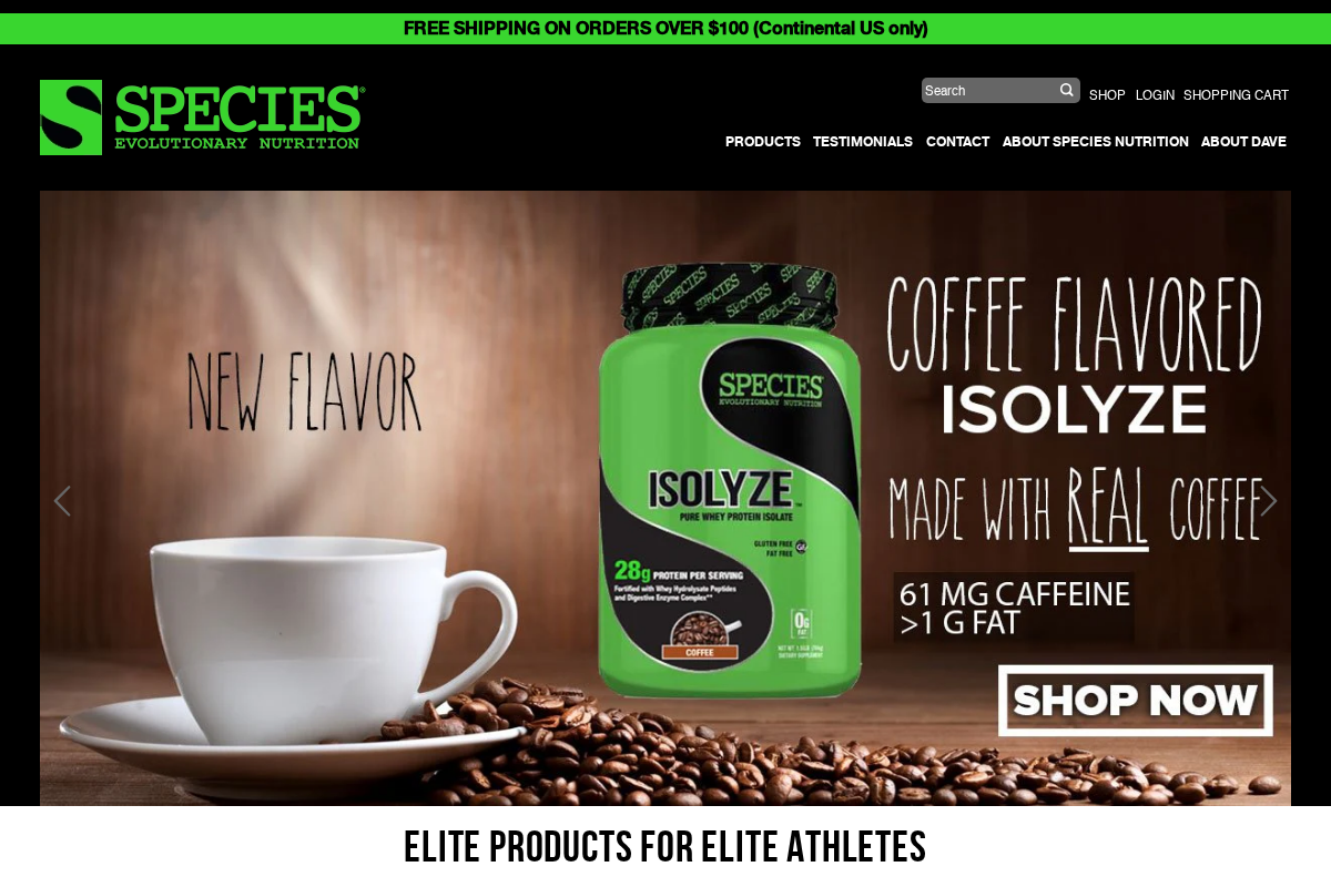 speciesnutrition.com homepage screenshot