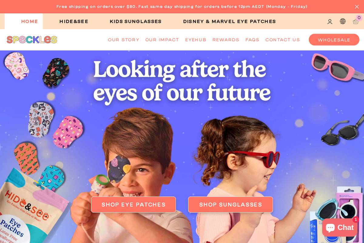 specklesforkids.com homepage screenshot