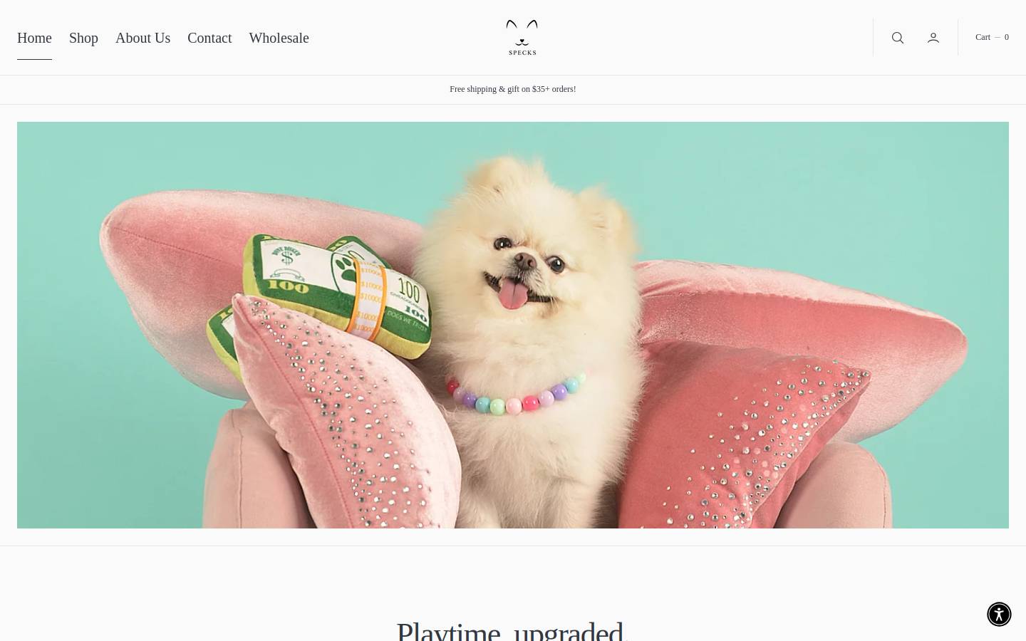 specksandpets.com homepage screenshot