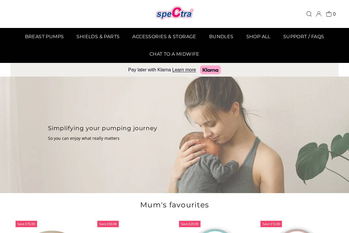 Spectrababy homepage screenshot