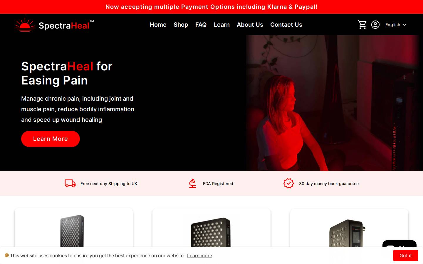 spectraheal.com homepage screenshot
