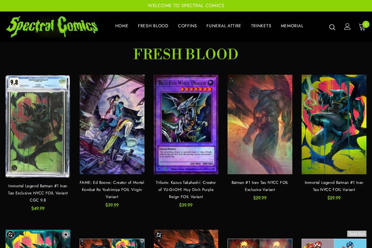 spectral-comics.com homepage screenshot