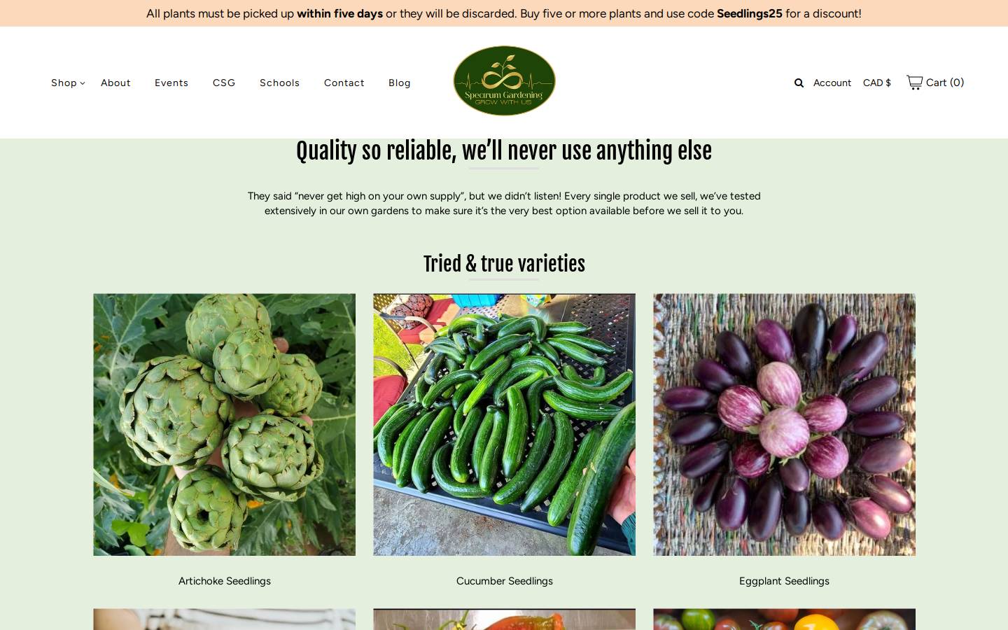 spectrumgardening.com homepage screenshot