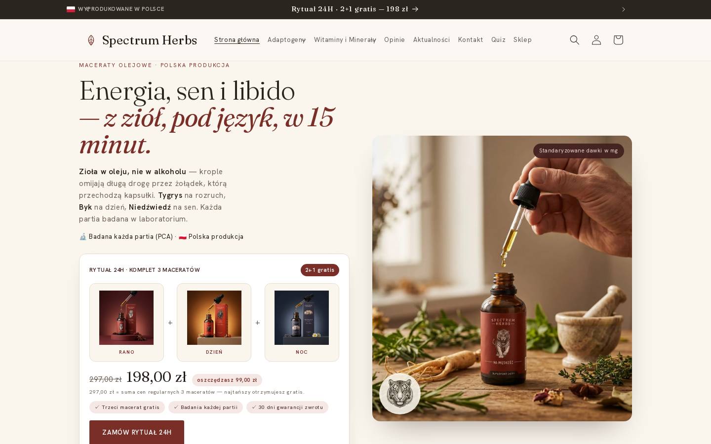 spectrumherbs.com homepage screenshot