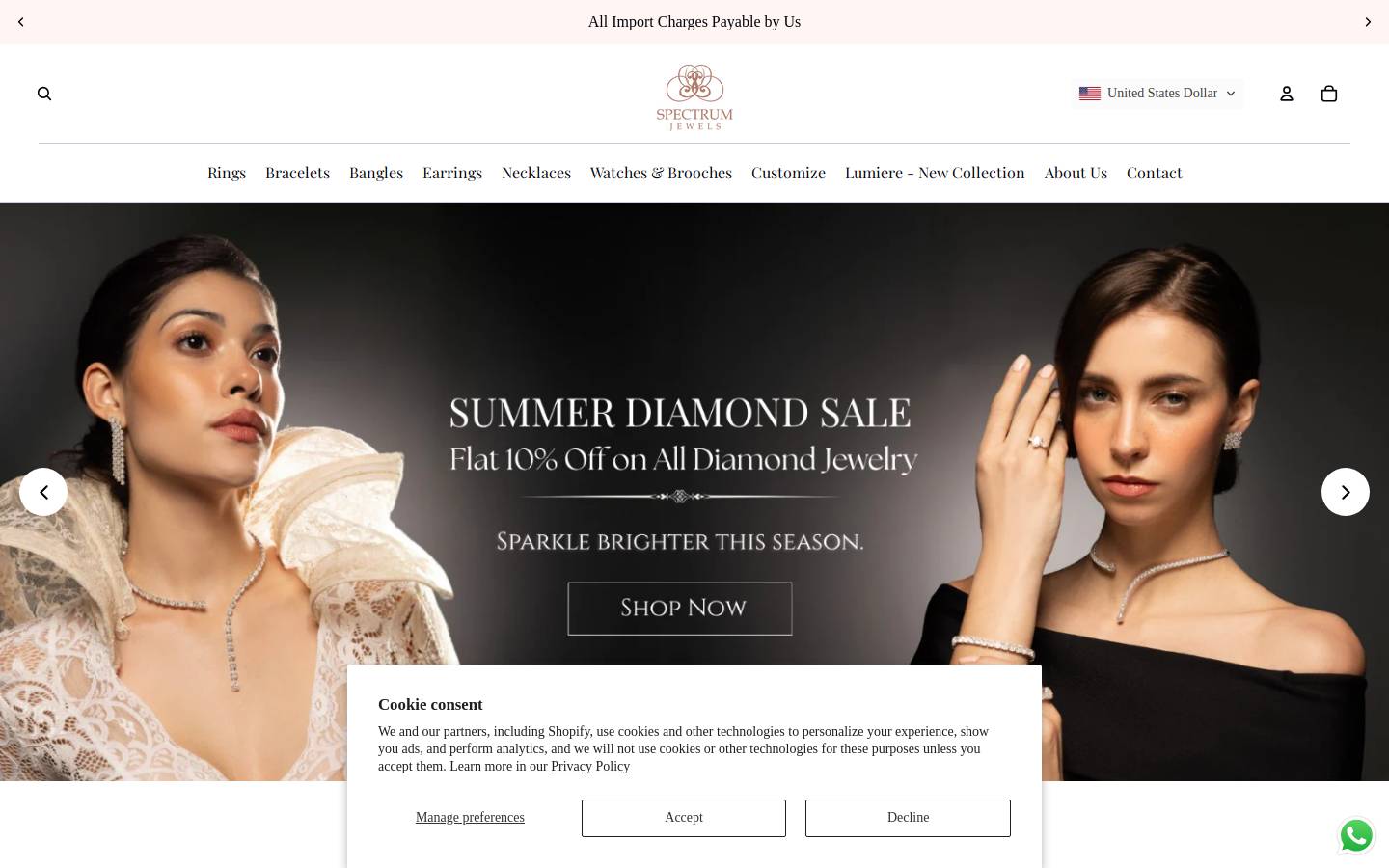 spectrumjewels.com homepage screenshot