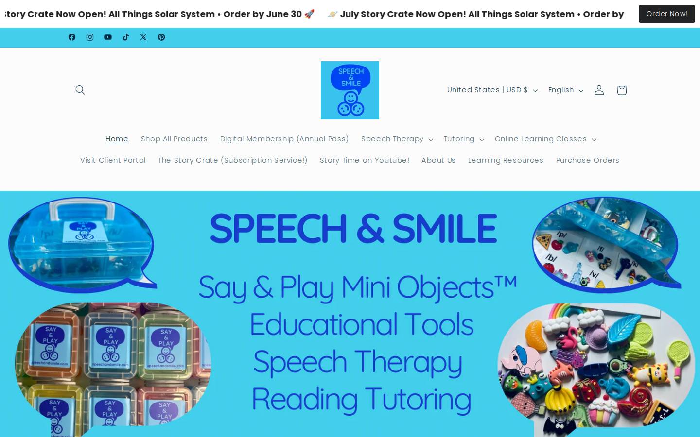 Speechandsmile homepage screenshot