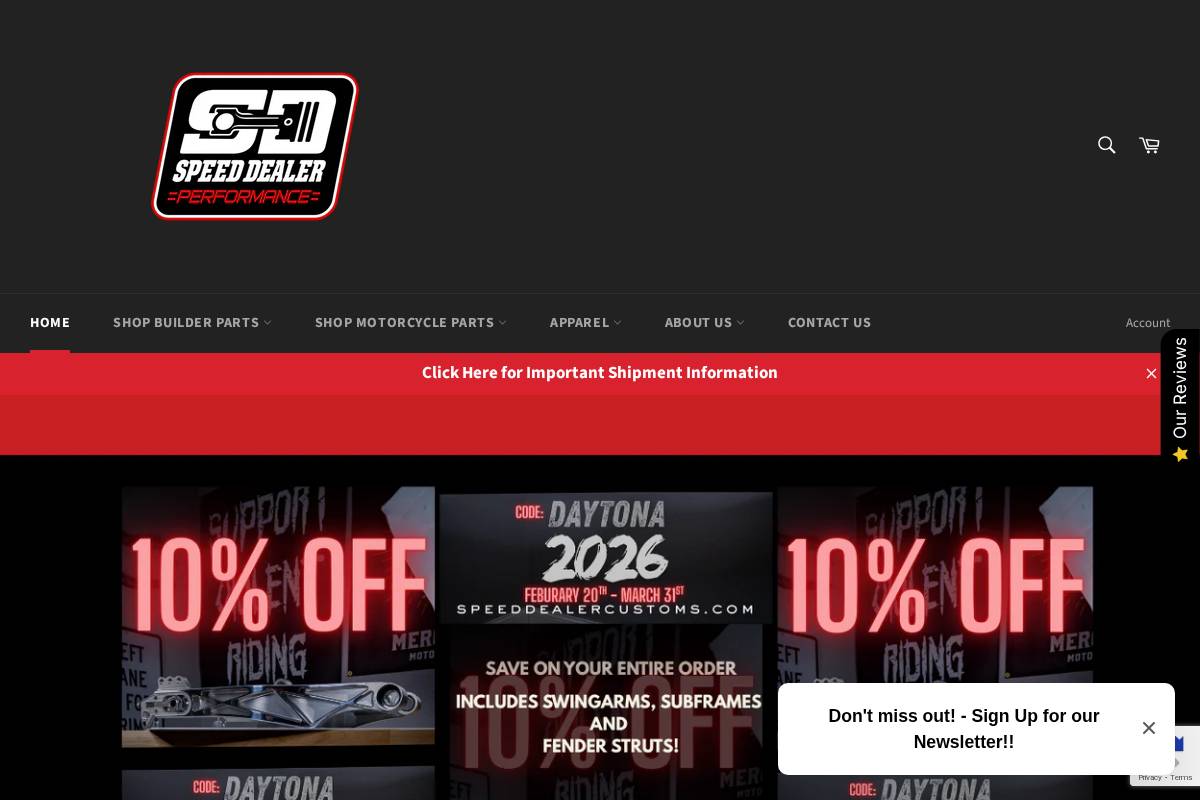 speeddealercustoms.com homepage screenshot