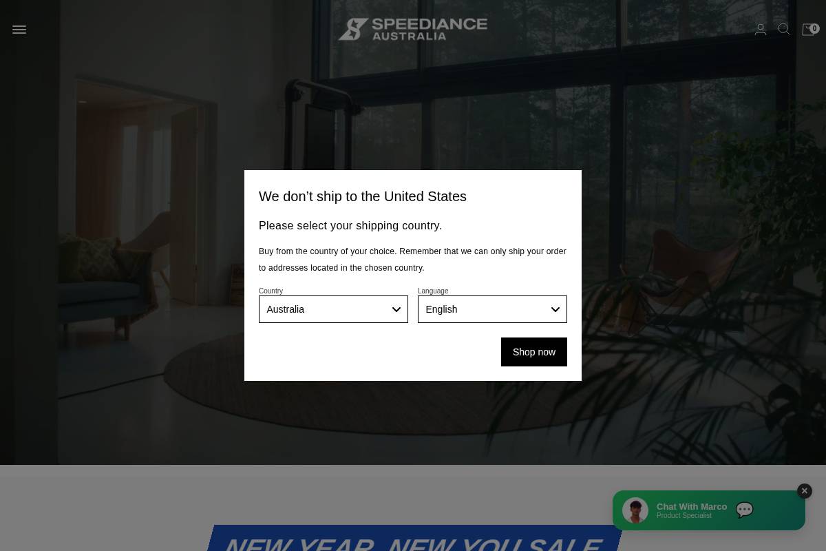 Speediance Australia homepage screenshot